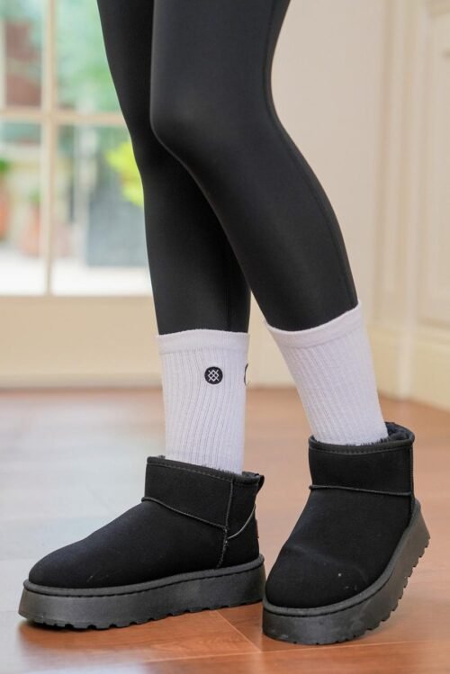 Femme Bottes | Bottines De Neige En Daim Doublées De Fausse Fourrure Noire