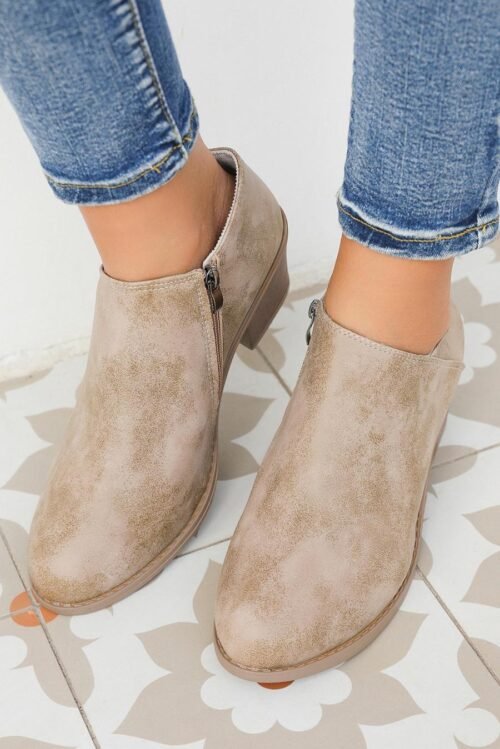 Femme Bottes | Bottines En Daim Gris Philippin