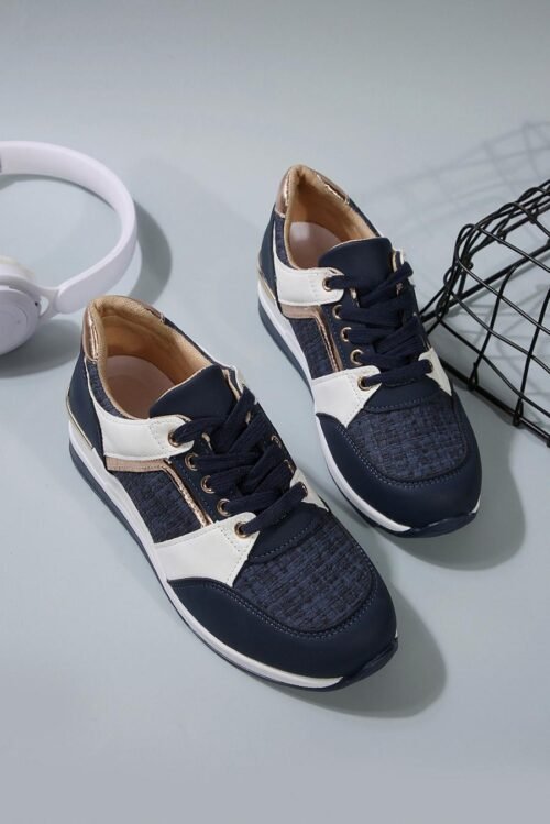 Femme Sneakers | Baskets à Lacets Bleu Marine
