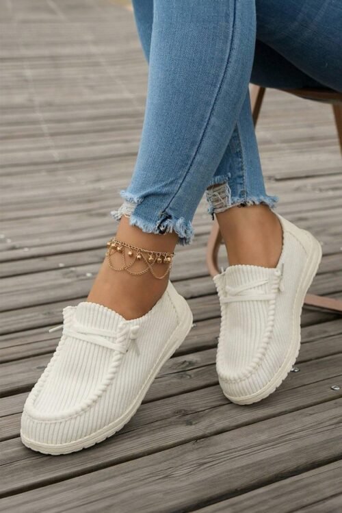 Femme Sneakers | Chaussures Décontractées Blanches Unies à Lacets